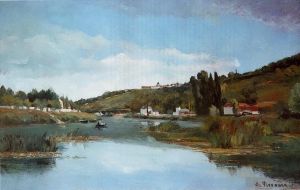 Artist Camille Pissarro's Work - The marne at chennevieres 1864