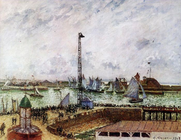 Camille Pissarro Oil Painting - The pilot s jetty le havre 1903