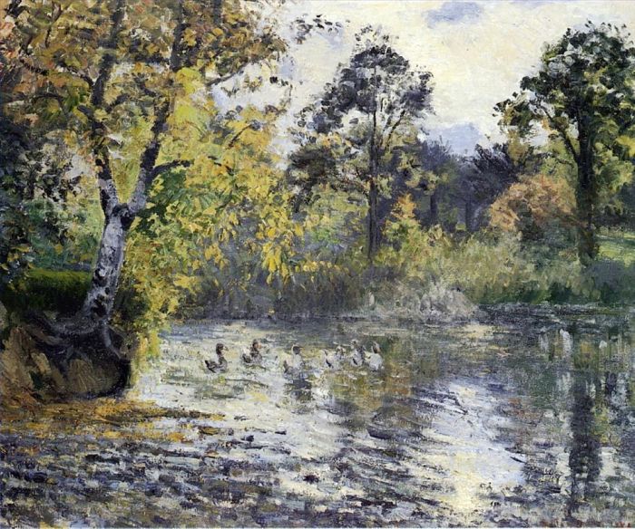 Camille Pissarro Oil Painting - The pond at montfoucault 1874