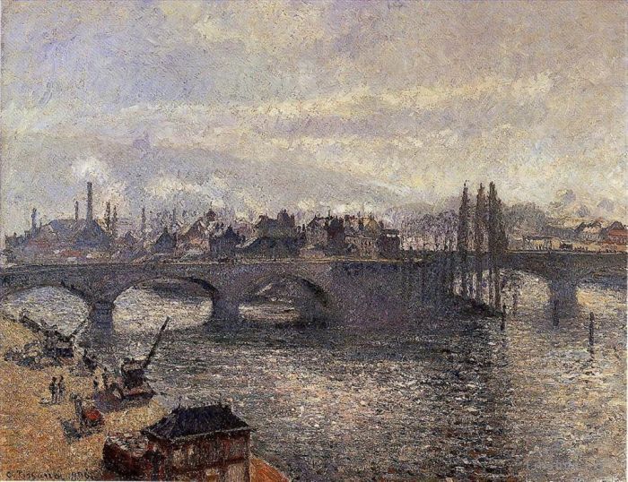 Camille Pissarro Oil Painting - The pont corneille rouen morning effect 1896