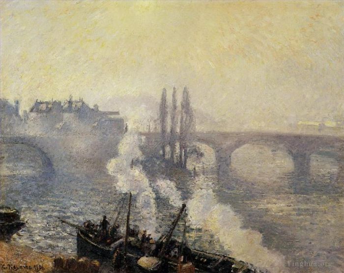 Camille Pissarro Oil Painting - The pont corneille rouen morning mist 1896