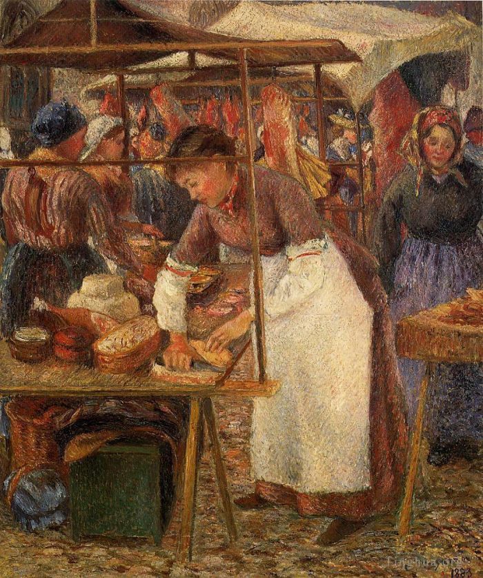 Camille Pissarro Oil Painting - The pork butcher 1883