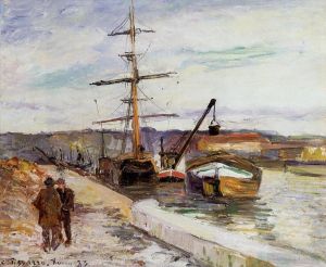 Artist Camille Pissarro's Work - The port of rouen 1883