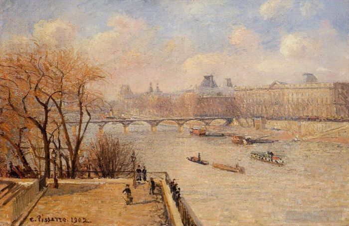 Camille Pissarro Oil Painting - The raised terrace of the pont neuf 1902