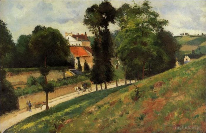 Camille Pissarro Oil Painting - The saint antoine road at l hermitage pontoise 1875
