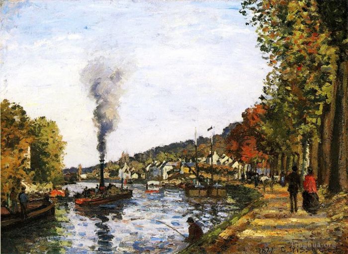 Camille Pissarro Oil Painting - The seine at marly 1871