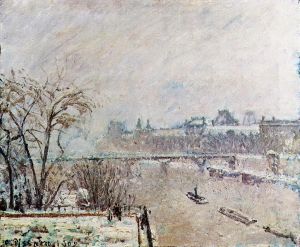 Artist Camille Pissarro's Work - The seine viewed from the pont neuf winter 1902
