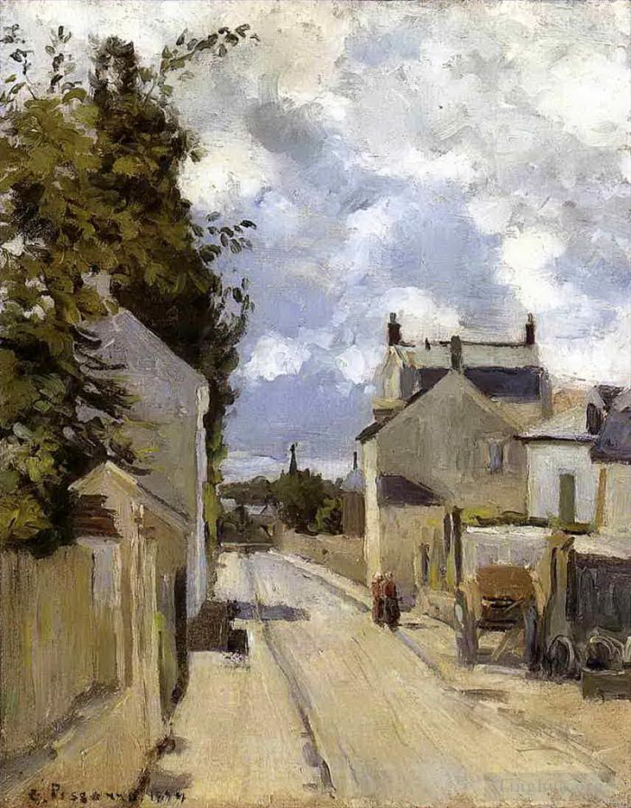 Camille Pissarro Oil Painting - The street of hermitage pontoise 1874