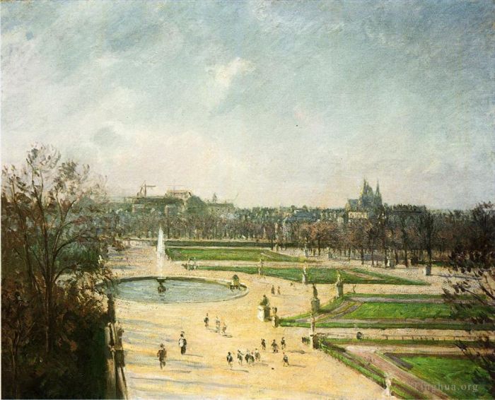 Camille Pissarro Oil Painting - The tuileries gardens afternoon sun 1900