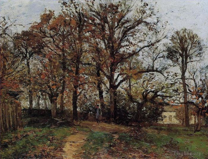 Camille Pissarro Oil Painting - Trees on a hill autumn landscape in louveciennes 1872