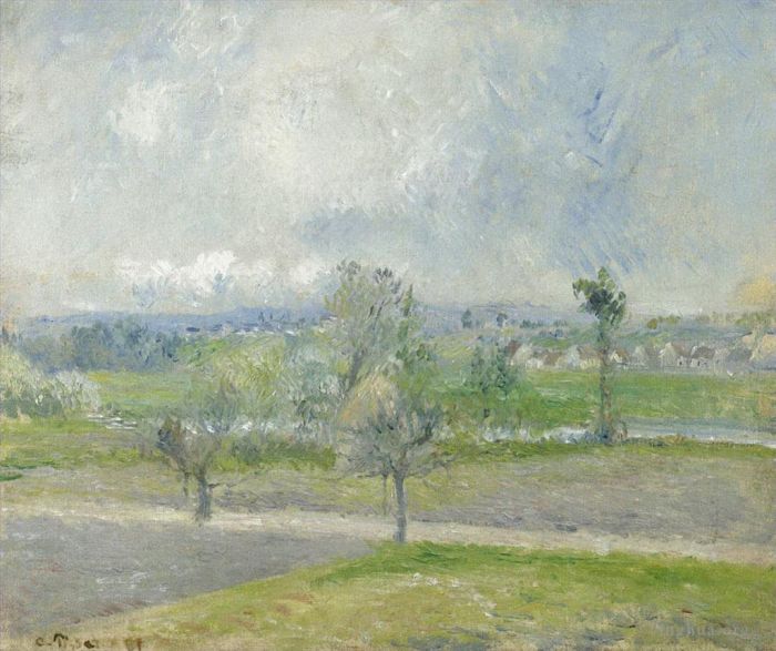Camille Pissarro Oil Painting - Valhermeil near oise rain effect 1881