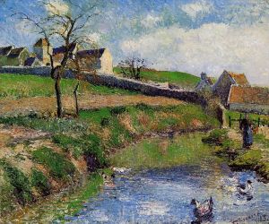 Artist Camille Pissarro's Work - View of a farm in osny 1883