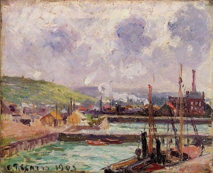 Camille Pissarro Oil Painting - View of duquesne and berrigny basins in dieppe 1902