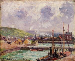 Artist Camille Pissarro's Work - View of duquesne and berrigny basins in dieppe 1902