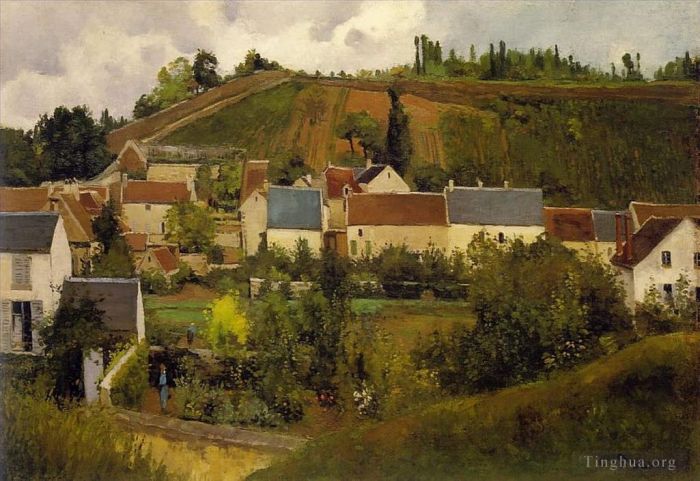 Camille Pissarro Oil Painting - View of l hermitage jallais hills pontoise