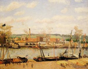 Artist Camille Pissarro's Work - View of the cotton mill at oissel near rouen 1898