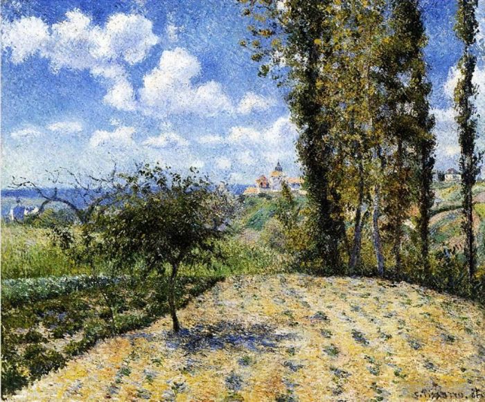 Camille Pissarro Oil Painting - View towards pontoise prison in spring 1881