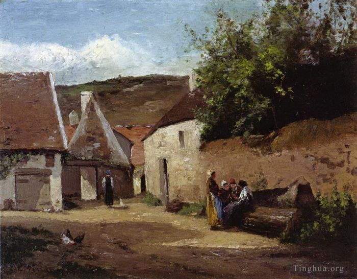Camille Pissarro Oil Painting - Village corner 1861