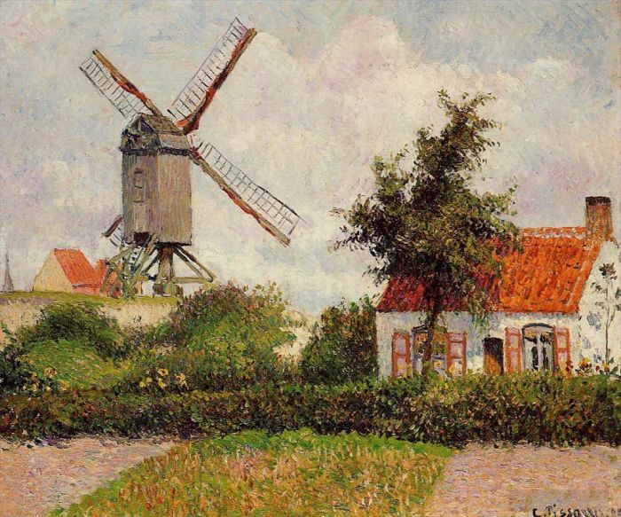 Camille Pissarro Oil Painting - Windmill at knokke belgium 1894