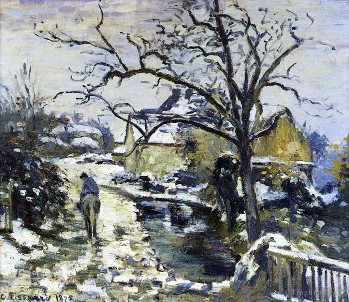 Camille Pissarro Oil Painting - Winter at montfoucault 2 1875
