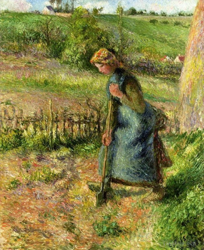 Camille Pissarro Oil Painting - Woman digging 1883