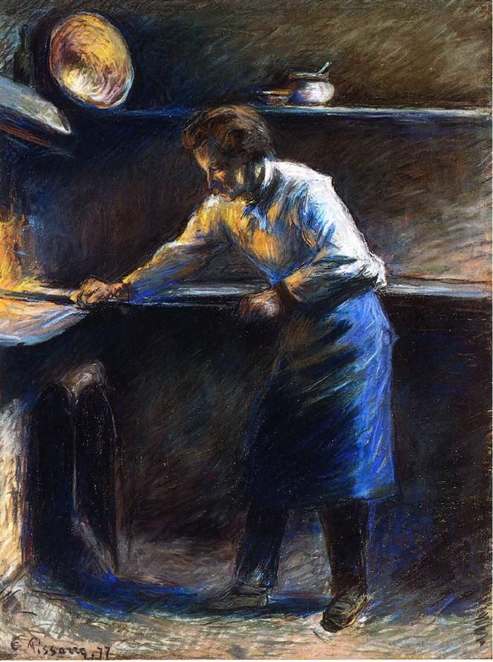Camille Pissarro Various Paintings - Eugene murer at his pastry oven 1877