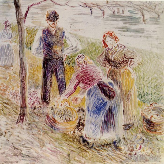 Camille Pissarro Various Paintings - Harvesting potatos