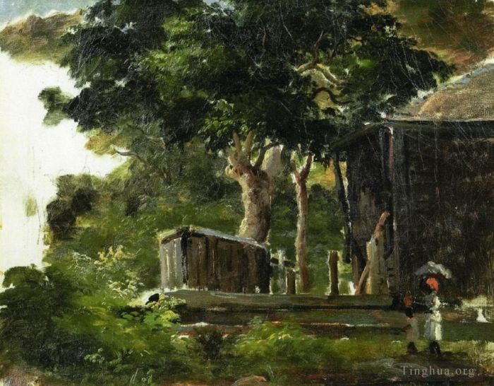 Camille Pissarro Various Paintings - Landscape with house in the woods in saint thomas antilles