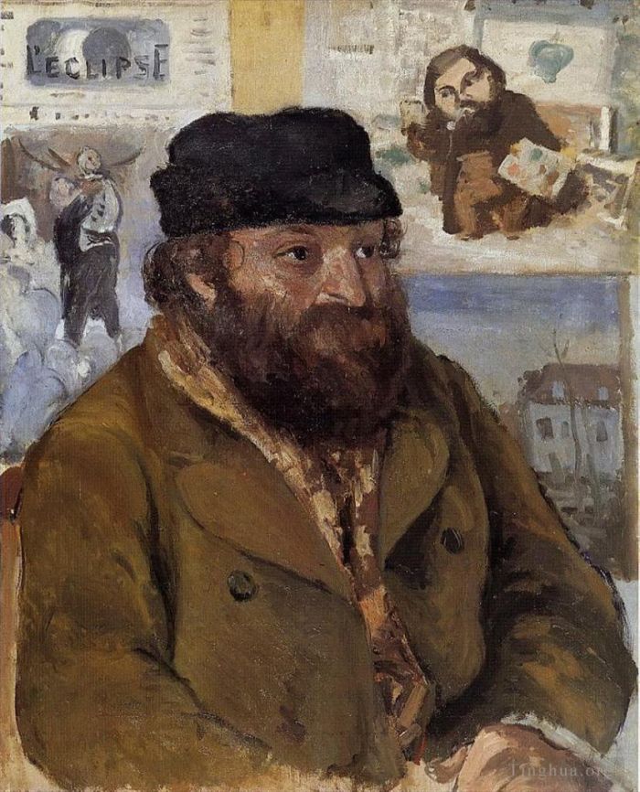 Camille Pissarro Various Paintings - Portrait of paul cezanne 1874