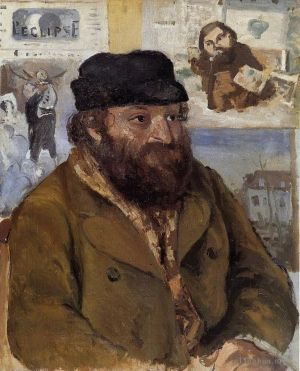 Artist Camille Pissarro's Work - Portrait of paul cezanne 1874
