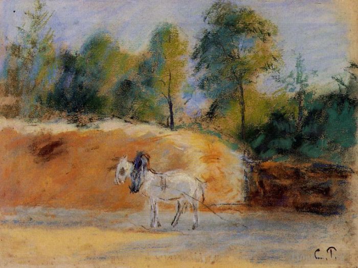 Camille Pissarro Various Paintings - Study for la batterie a montfoucault