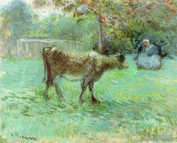 Camille Pissarro Various Paintings - The cowherd