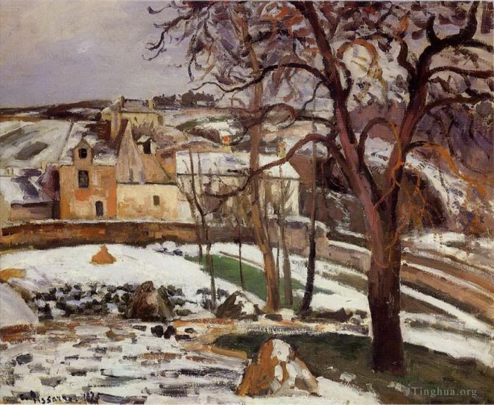 Camille Pissarro Various Paintings - The effect of snow at l hermitage pontoise 1875