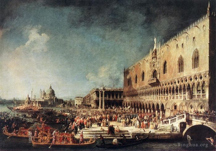 Canaletto Oil Painting - Arrival of the French Ambassador in Venice