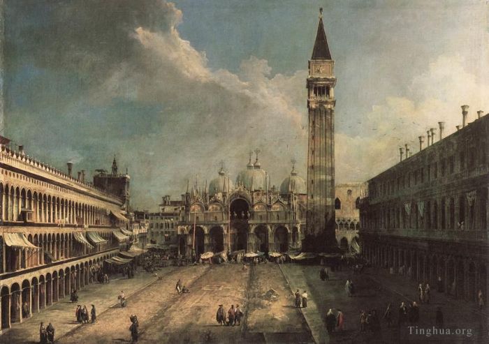 Canaletto Oil Painting - The Piazza San Marco in Venice