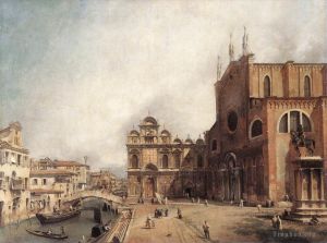 Artist Canaletto's Work - Santi Giovanni e Paolo and the Scuola de San Marco
