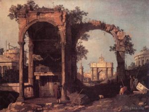Artist Canaletto's Work - Capriccio Ruins And Classic Buildings