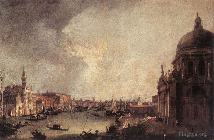 Canaletto Oil Painting - Entrance To The Grand Canal Looking East