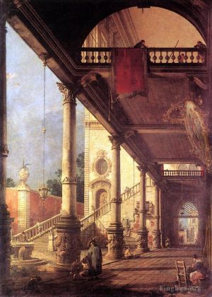 Artist Canaletto's Work - Perspective View with Portico