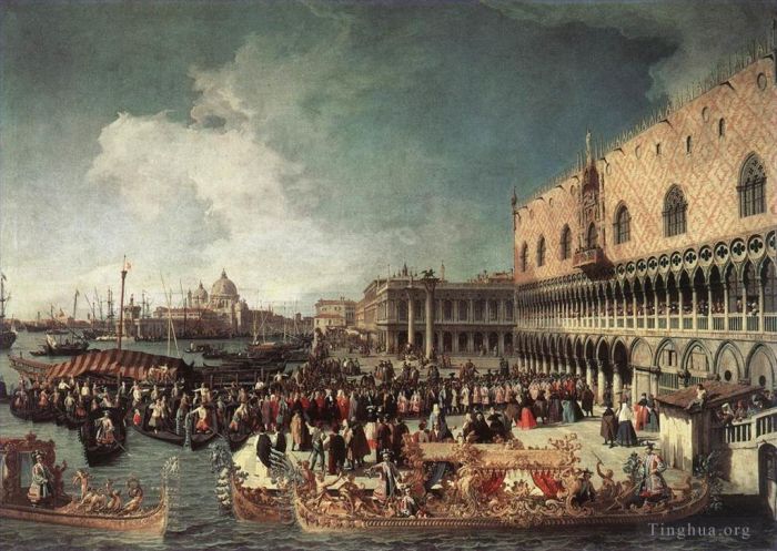 Canaletto Oil Painting - Reception Of The Ambassador In The Doges Palace