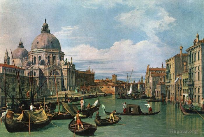 Canaletto Oil Painting - The Entrance to the Grand Canal Venice
