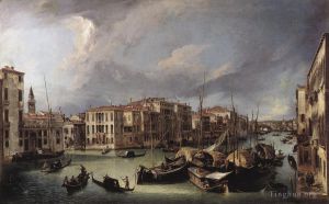Artist Canaletto's Work - The Grand Canal with the Rialto Bridge in the Background