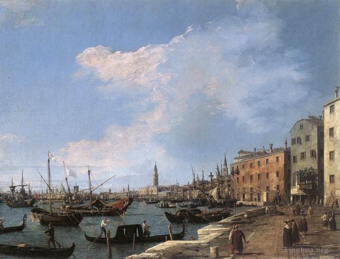 Canaletto Oil Painting - The Riva Degli Schiavoni