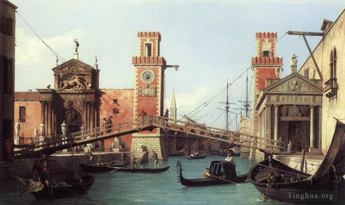 Canaletto Oil Painting - View Of the Entrance To The Arsenal