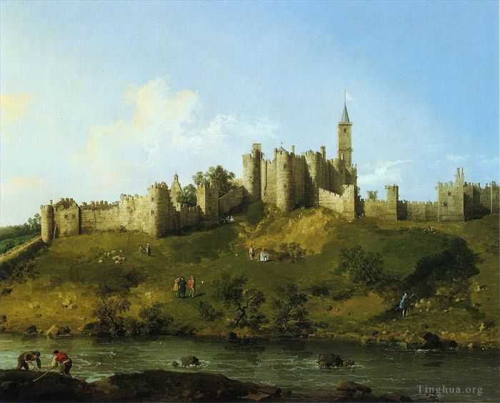 Canaletto Oil Painting - Alnwick castle