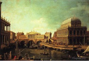 Artist Canaletto's Work - Basilica di vecenza and the ponte de rialto