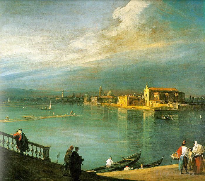 Canaletto Oil Painting - San Cristoforo San Michele and Murano from the Fondamenta Nuove Venice