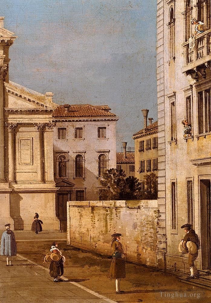 Canaletto Oil Painting - San francesco della vigna church and campo