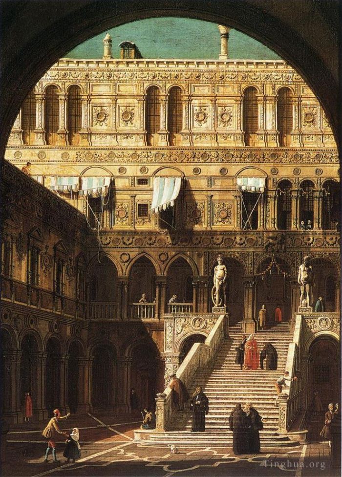 Canaletto Oil Painting - Scala dei giganti 1765