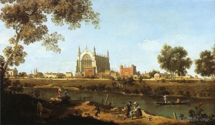 Canaletto Oil Painting - The chapel of eton college 1747